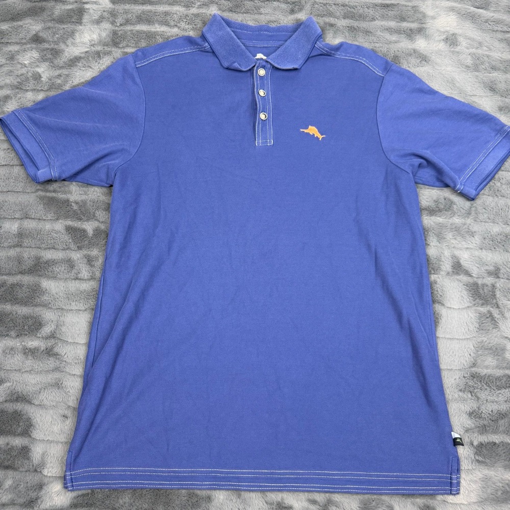 Tommy Bahama Mens Emfielder Supima Cotton Blend Polo Shirt Blue Medium 14619